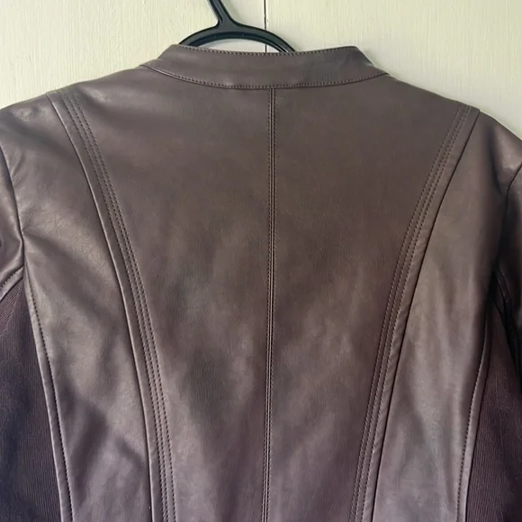 NWOT Mo-Ka by Santa Fe Brown Faux Leather Jacket Full Zip - Women’s M - Picture 13 of 17